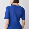 Karen Millen Lightweight Knitted Short Sleeve T-shirt 2 Karen Millen Lightweight Knitted Short Sleeve T-shirt -Karen Millen shop cobalt lightweight knitted short sleeve t shirt