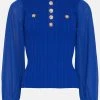 Karen Millen Military Trim Rib Knit Chiffon Sleeve Top 2 Karen Millen Military Trim Rib Knit Chiffon Sleeve Top -Karen Millen shop cobalt military trim rib knit chiffon sleeve top
