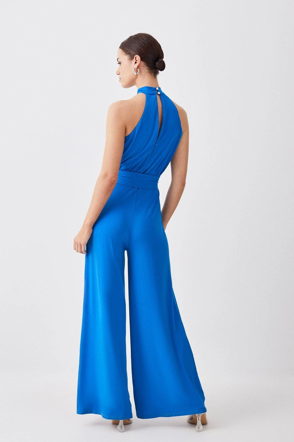 Karen Millen Petite Halter Neck Wide Leg Jersey Jumpsuit 8 Karen Millen Petite Halter Neck Wide Leg Jersey Jumpsuit - Image 6