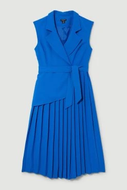 Karen Millen Petite Military Pleat Short Sleeve Midi Dress -Karen Millen shop cobalt petite military pleat short sleeve midi dress 4
