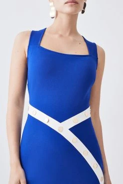 Karen Millen Petite Ponte Contrast Trim Midi Dress