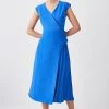 Karen Millen Petite Tailored Military Pleat Midi Dress