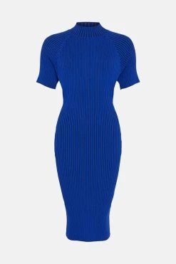 Karen Millen Petite Twist Back Reverse Knit Mini Dress