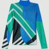 Karen Millen Placement Colour Block Slinky Knit Top