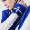 Karen Millen Sporty Colour Blocked Cable Knit Jumper -Karen Millen shop cobalt sporty colour blocked cable knit jumper