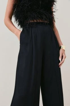 Karen Millen Petite Viscose Satin Pleat Palazzo Trouser -Karen Millen shop copper petite viscose satin pleat palazzo trouser 2