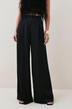 Karen Millen Petite Viscose Satin Pleat Palazzo Trouser -Karen Millen shop copper petite viscose satin pleat palazzo trouser 3