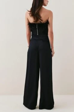 Karen Millen Petite Viscose Satin Pleat Palazzo Trouser -Karen Millen shop copper petite viscose satin pleat palazzo trouser 4