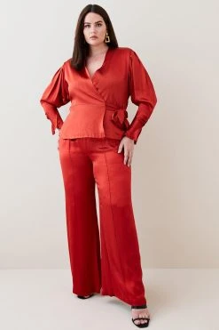 Karen Millen Plus Size Viscose Satin Strong Jacket -Karen Millen shop copper plus size viscose satin strong jacket 3