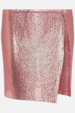 Karen Millen Slinky Chainmail Side Split Mini Skirt -Karen Millen shop copper slinky chainmail side split mini skirt 1 3