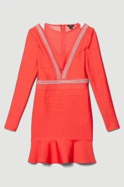 Karen Millen Bandage Cut Out Detail Flippy Hem Mini Dress