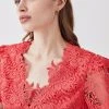 Karen Millen Tall Guipure Lace V Neck Woven Top