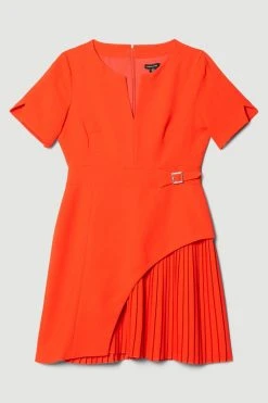 Karen Millen Tall Tailored Military Pleat Short Sleeve Mini Dress 8 Karen Millen Tall Tailored Military Pleat Short Sleeve Mini Dress -Karen Millen shop coral tall tailored military pleat short sleeve mini dress 1