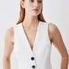 Karen Millen Clean Tailored Waistcoat -Karen Millen shop cream clean tailored waistcoat