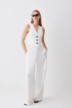Karen Millen Clean Tailored Waistcoat -Karen Millen shop cream clean tailored waistcoat 3