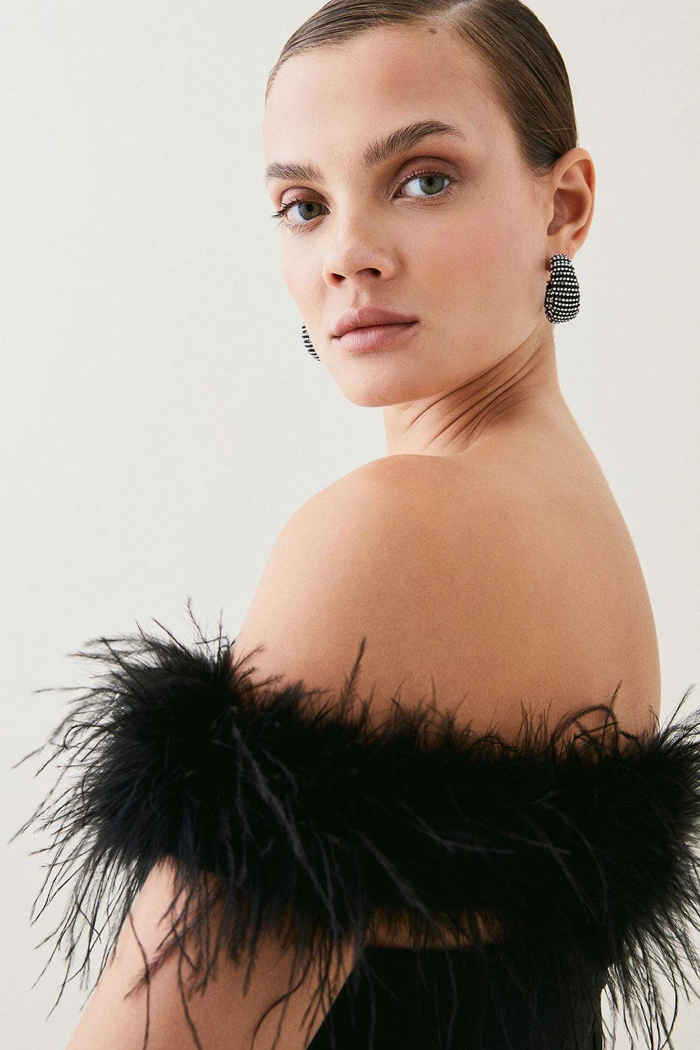 Karen Millen Feather Detail Bandage Bardot Maxi Dress 6 Karen Millen Feather Detail Bandage Bardot Maxi Dress - Image 4