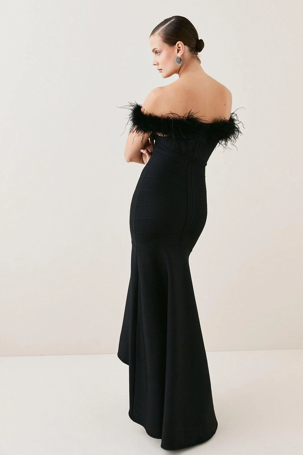 Karen Millen Feather Detail Bandage Bardot Maxi Dress 7 Karen Millen Feather Detail Bandage Bardot Maxi Dress - Image 5
