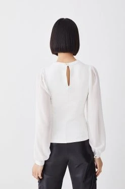 Karen Millen Georgette Sleeve Cut Out Ponte Jersey Top 10 Karen Millen Georgette Sleeve Cut Out Ponte Jersey Top -Karen Millen shop cream georgette sleeve cut out ponte jersey top 3