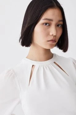 Karen Millen Georgette Sleeve Cut Out Ponte Jersey Top 11 Karen Millen Georgette Sleeve Cut Out Ponte Jersey Top -Karen Millen shop cream georgette sleeve cut out ponte jersey top 4