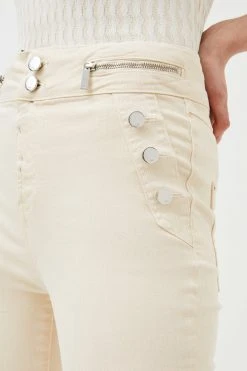 Karen Millen High Rise Skinny Waist Detail Jeans 7 Karen Millen High Rise Skinny Waist Detail Jeans -Karen Millen shop cream high rise skinny waist detail jeans 2