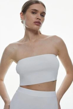 Karen Millen Knit Viscose Blend Top & Column Midaxi Skirt Set -Karen Millen shop cream knit viscose blend top column midaxi skirt set 4