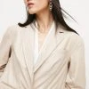 Karen Millen Leather Croc Texture Relaxed Blazer -Karen Millen shop cream leather croc texture relaxed blazer