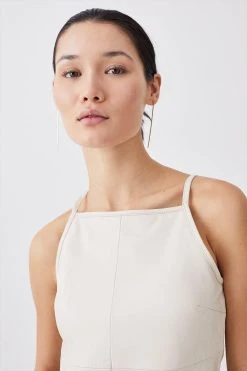 Karen Millen Leather Racer Strappy Detail Top -Karen Millen shop cream leather racer strappy detail top 3