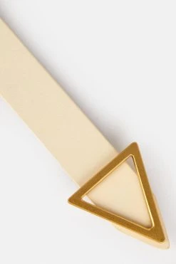 Karen Millen Leather Triangle Buckle Belt -Karen Millen shop cream leather triangle buckle belt 3