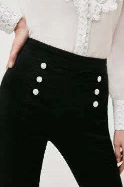Karen Millen Mid Rise Kickflare Button Detail Jeans 10 Karen Millen Mid Rise Kickflare Button Detail Jeans -Karen Millen shop cream mid rise kickflare button detail jeans 3
