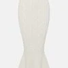 Karen Millen Peplum Hem Cable Knit Midi Skirt -Karen Millen shop cream peplum hem cable knit midi skirt