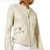 Karen Millen Petite Leather Quilted Biker Jacket 1 Karen Millen Petite Leather Quilted Biker Jacket -Karen Millen shop cream petite leather quilted biker jacket