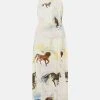 Karen Millen Scenic Stallion Viscose Crepe Woven Maxi -Karen Millen shop cream scenic stallion viscose crepe woven maxi