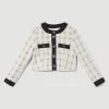 Karen Millen Tweed Button Front Trophy Jacket -Karen Millen shop cream tweed button front trophy jacket