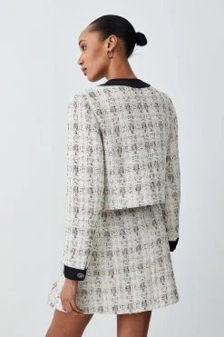 Karen Millen Tweed Pocket Detail Aline Mini Skirt -Karen Millen shop cream tweed pocket detail aline mini skirt 3