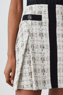Karen Millen Tweed Pocket Detail Aline Mini Skirt -Karen Millen shop cream tweed pocket detail aline mini skirt 4
