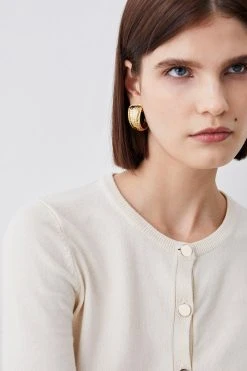 Karen Millen Viscose Blend Knitted Crew Neck Cardigan