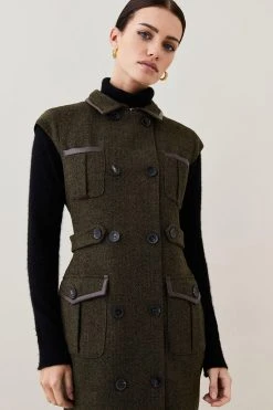 Karen Millen Lydia Millen Petite Tweed Belted Midi Dress 12 Karen Millen Lydia Millen Petite Tweed Belted Midi Dress -Karen Millen shop dark green lydia millen petite tweed belted midi dress 1 3