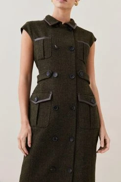 Karen Millen Lydia Millen Petite Tweed Belted Midi Dress 13 Karen Millen Lydia Millen Petite Tweed Belted Midi Dress -Karen Millen shop dark green lydia millen petite tweed belted midi dress 1 4