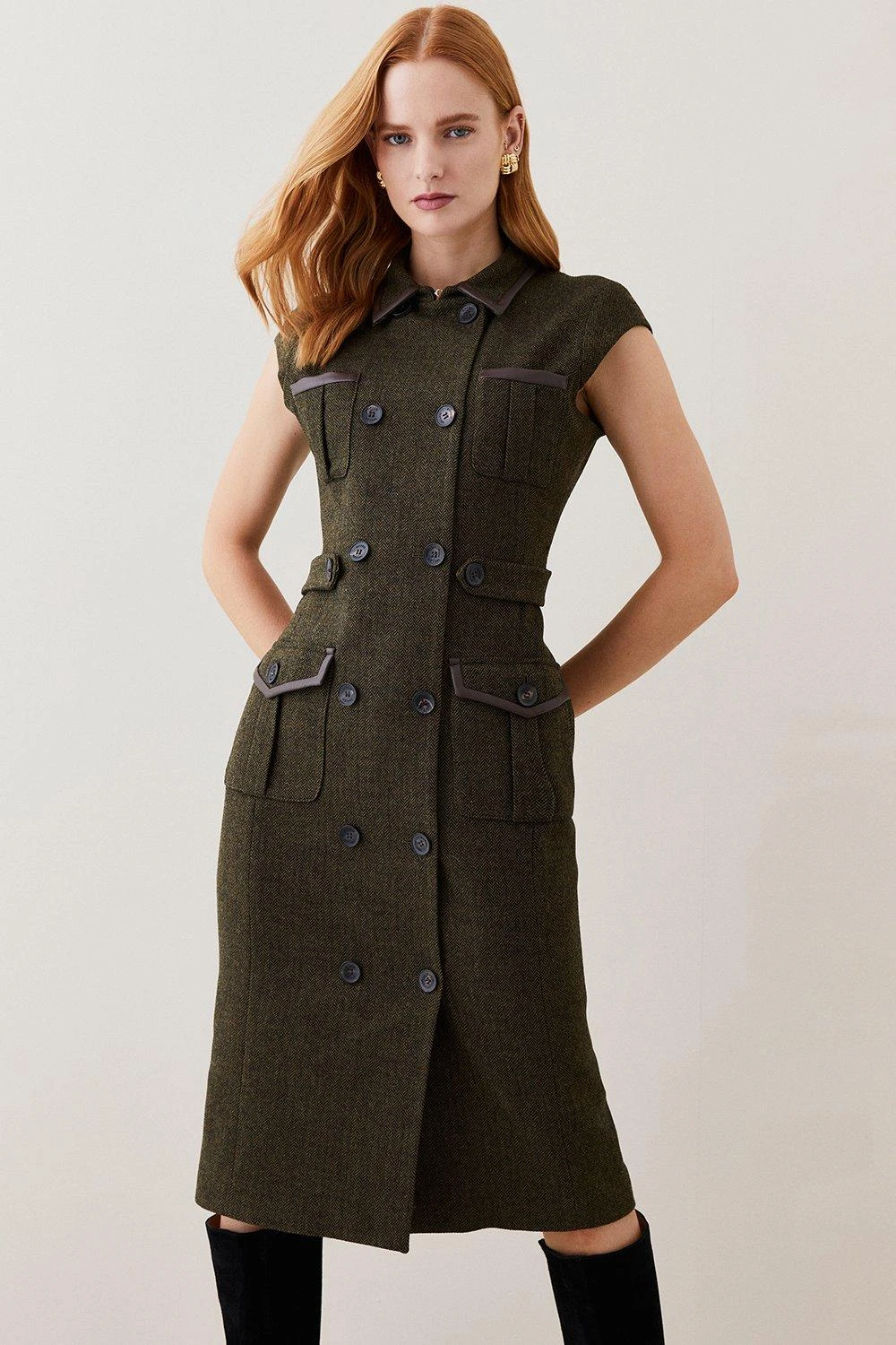 Karen Millen Lydia Millen Petite Tweed Belted Midi Dress 8 Karen Millen Lydia Millen Petite Tweed Belted Midi Dress - Image 6