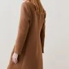 Karen Millen Italian Wool Cashmere Double Breasted Tailored Coat -Karen Millen shop dark tan italian wool cashmere double breasted tailored coat