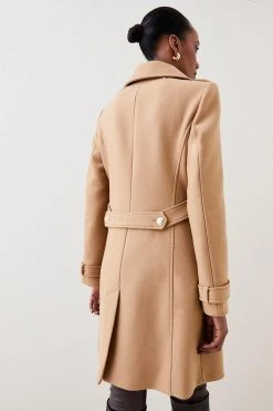Karen Millen Tall Italian Wool Cashmere Military Maxi Coat -Karen Millen shop dark tan tall italian wool cashmere military maxi coat 1