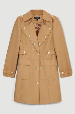 Karen Millen Tall Italian Wool Cashmere Military Maxi Coat -Karen Millen shop dark tan tall italian wool cashmere military maxi coat 2