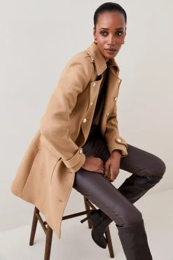 Karen Millen Tall Italian Wool Cashmere Military Maxi Coat -Karen Millen shop dark tan tall italian wool cashmere military maxi coat 5