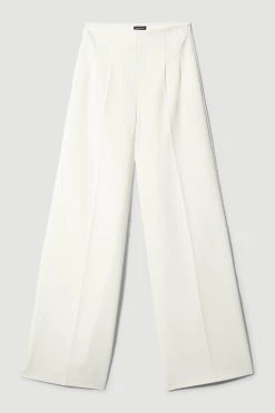 Karen Millen Clean Tailored Darted Wide Leg Trouser -Karen Millen shop ecru clean tailored darted wide leg trouser 2