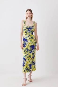 Karen Millen Exploded Floral Strappy Woven Slip Dress