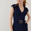 Karen Millen Compact Crepe Button Shoulder Jumpsuit