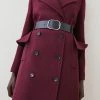 Karen Millen Italian Wool Belted Midi Peplum Coat -Karen Millen shop fig italian wool belted midi peplum coat