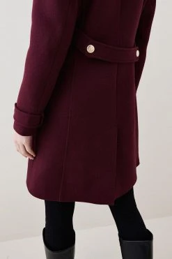 Karen Millen Italian Wool Military Button Midi Coat -Karen Millen shop fig italian wool military button midi coat 1 2