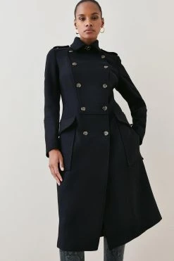Karen Millen Italian Wool Military Coat -Karen Millen shop fig italian wool military coat 1 4