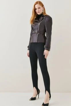 Karen Millen Leather Buckle Biker Jacket 10 Karen Millen Leather Buckle Biker Jacket -Karen Millen shop fig leather buckle biker jacket 3